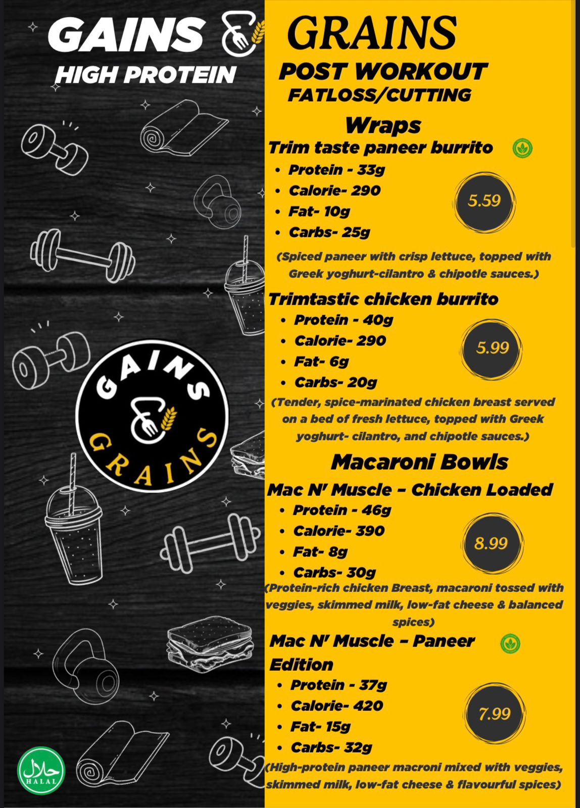 High Protein Fatloss/Cutting Menu