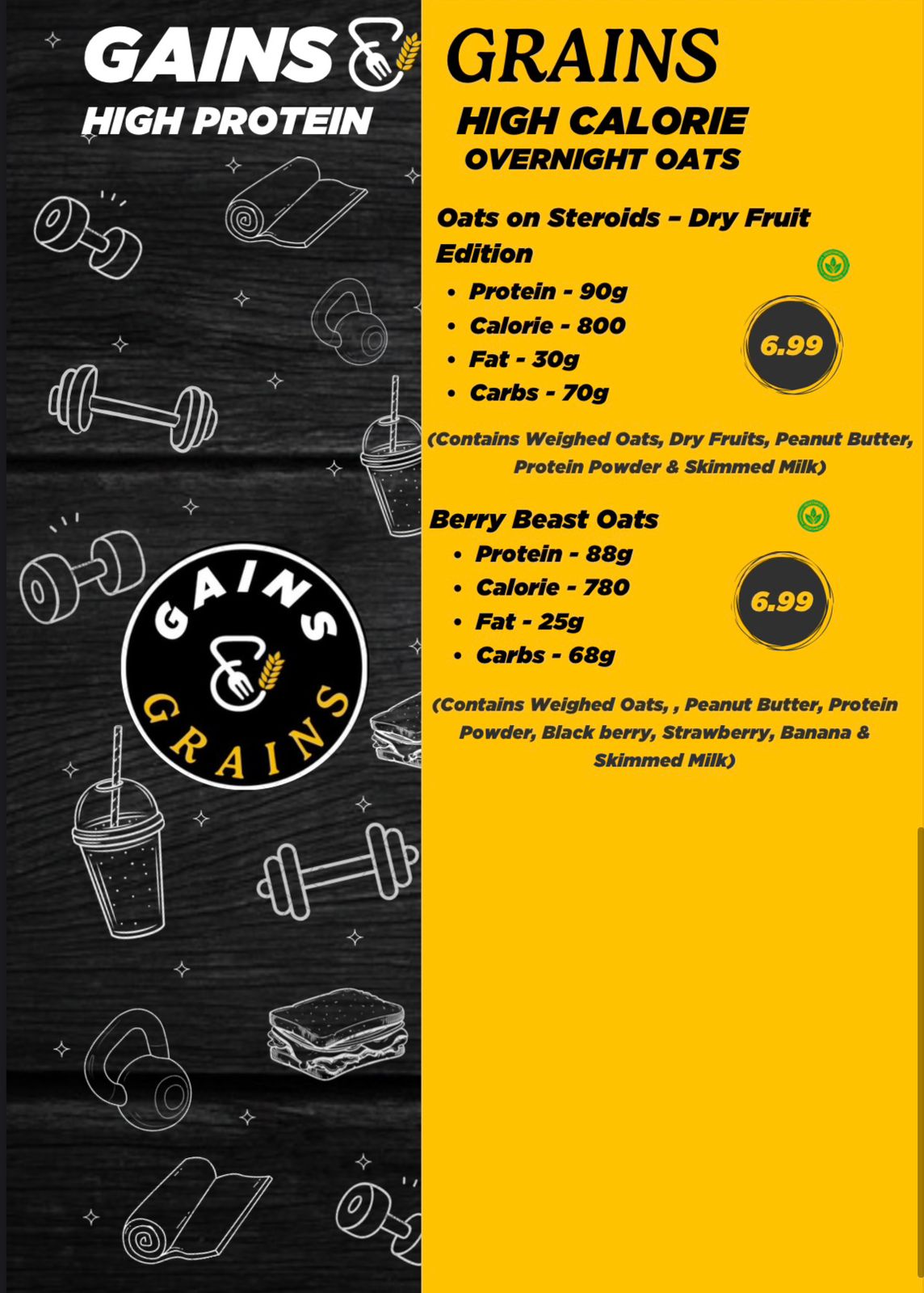 High Protein Breakfast Menu